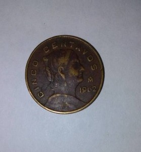 lot 408 image: Mexico 1962 Five CENTAVOS Coin.