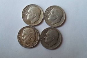 lot 419 image: Roosevelt Dime (4). Years 1948,57,59,60.