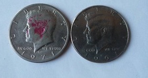 lot 439 image: Kennedy Half Dollar (2). Years 1971,91.