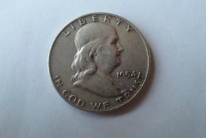 lot 443 image: Franklin 1954 Half Dollar.