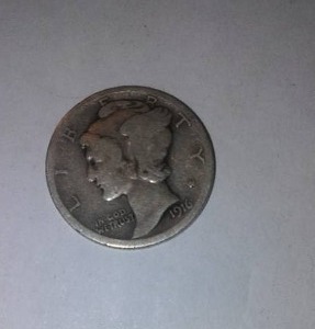 lot 525 image: MERCURY 1916 Silver Dime.