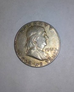 lot 554 image: FRANKLIN 1962 Half Dollar Coin.