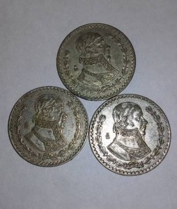 lot 612 image: MEXICO 1 PESO Coin. (3) Years 1959,1962 (2)