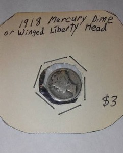 lot 524 image: MERCURY Silver Dime 1918.