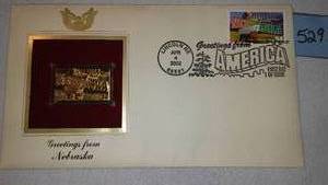 lot 529 image: United States Postal Nebraska Gold Replica STAMP.