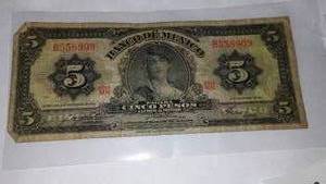 lot 590 image: BANCO DE MEXICO CINCO (5) PESO. Series MN. FairGood Condition.