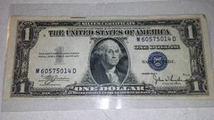 lot 596 image: United States SILVER CERTIFICATE One Dollar Bill. Series 1935C