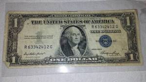 lot 599 image: United States SILVCER CERTIFICATE One Dollar Bill. Series 1935E.
