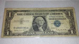 lot 607 image: United States SILVER CERTIFICATE One Dollar Bill. Series 1957A.