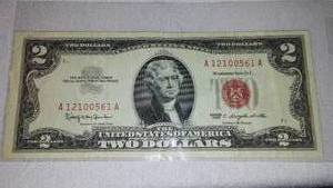 lot 610 image: United States RED SEAL TWO Dollar Bill. Series 1963.