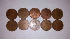 lot 650 image: CANADA One Cent Coin. Years 1981,82(2),85,87,89(3).