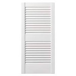 Lot of Ply Gem 15 in. x 39 in. Open Louvered Polypropylene Shutters Pair in White     Customer Returns See Pictures