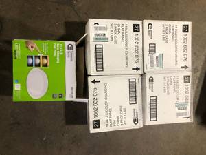 Lot of Commercial Electric 11 in. 12.5-Watt Dimmable White Integrated LED Edge-Lit Round Flat Panel Flush Mount Ceiling Light Color Changing Customer Returns See Pictures