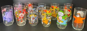 lot 9 image: Vintage Promotional Character Drinking Glasses 1980s Lot of 11
