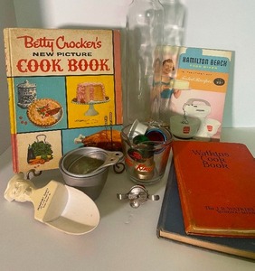 lot 33 image: Vintage Baking Lot and Cookbooks Betty Crocker and Watkins Cookbooks