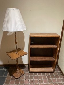 lot 50 image: Book Shelf and Table Lamp