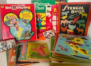 lot 88 image: Vintage Coloring Books, Stencils, Art Lot Whitmans, Paint by Numbers