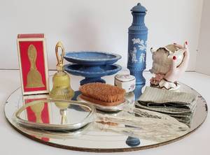 lot 79 image: Porcelain Hand and Shell Vase by Aron and Perfume Lot
