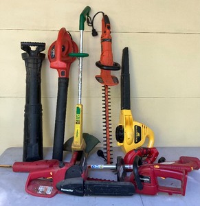 lot 94 image: Yard Care Power Tools Lot - Leaf Blowers, Hedge Trimmer and More