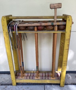 lot 98 image: Croquet Set with Wooden Stand
