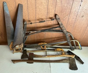 lot 108 image: Large Ax and Handsaw Lot