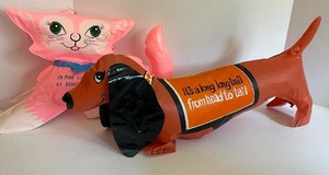 lot 147 image: Vintage Vinyl Inflatable Kitten and Weiner Dog