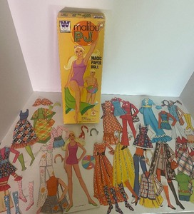 lot 129 image: Magic Stay On Paper Dolls 1972 Mattel PJ and Cheerful Tearful Dolls, 1968 Green Acres