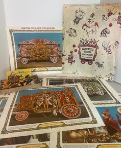 lot 182 image: Vintage Circus Parade Prints and Mini Zoo Animal Toys Complete Set of 23 and box by Skyline Hong Kong