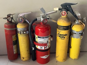 lot 197 image: Five Fire Extinguishers