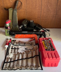 lot 196 image: Hand Tools LOT - Wrenches, Husky Heavy Duty Caulk Gun and More