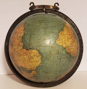 lot 295 image: Vintage 12 Terrestrial Suspended School Globe