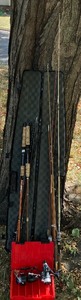 lot 211 image: Fishing LOT - Six Fishing Rods, Three Reels and a Tacklebox