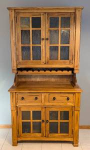 lot 10 image: Rustic Oak BarWine Hutch
