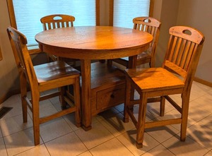 lot 9 image: Sedona Rustic Oak Dining Table Set