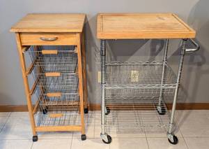 lot 12 image: Two Rolling Kitchen Utility Carts