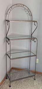 lot 24 image: Metal and Glass Bakers Rack
