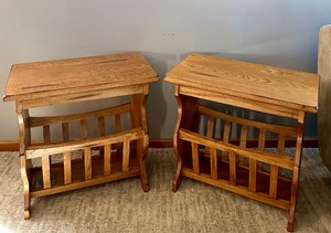 lot 76 image: Pair of Vintage End Tables with Media Rack