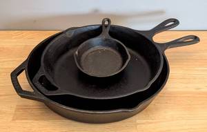 lot 36 image: Three Lodge Cast Iron Pans