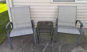 lot 130 image: Pair of Patio Chairs and Metal Nesting Tables