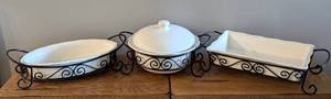 lot 53A image: Three Stoneware Baking  Serving Dishes