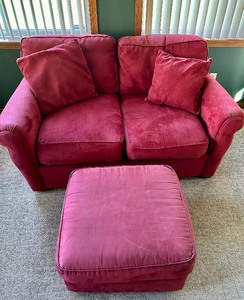 lot 83 image: Deep Red  Cranberry Two Cushion Loveseat