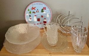 lot 113 image: Beautiful Crystal and Cut Glass, Including a Crate and Barrel Bowl and Plate and Christmas Plate