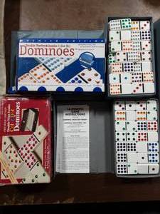 lot 32 image: 2-Boxes Color-Dot Dominoes
