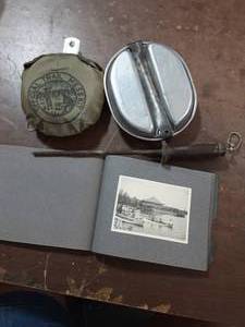 lot 42 image: Interesting Post Card Scrap Book Of Minneapolis, Mess Kits & Sharpener