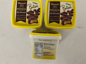 lot 25 image: 3x 9.5oz Frozen Chocolate Covered Banana Bites