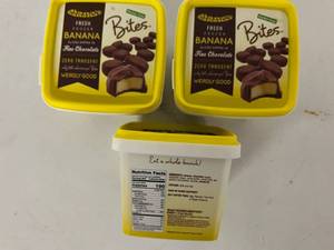 lot 26 image: 3x 9.5oz Frozen Chocolate Covered Banana Bites