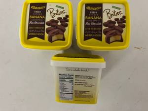 lot 28 image: 3x 9.5oz Frozen Chocolate Covered Banana Bites