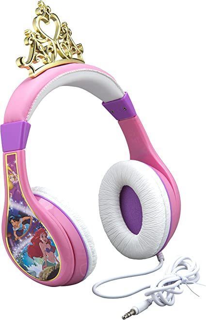 lot 284 image: NEW Disney Princess Kids Headphones, Adjustable Headband, Stereo Sound, 3.5Mm Jack, Wired Headphones for Kids, Tangle-Free, Foldable, Childrens Headphones Over Ear