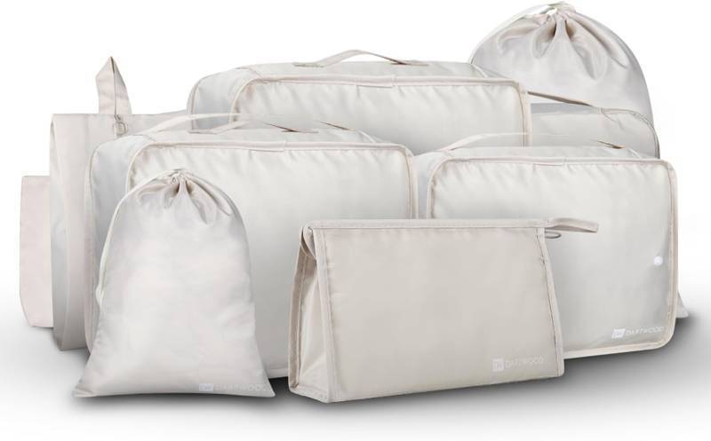 lot 728 image: Dartwood Compression Packing Cubes - Suitcase Organizer Bags Set for Travelling - 1 Set9 pieces (Beige)