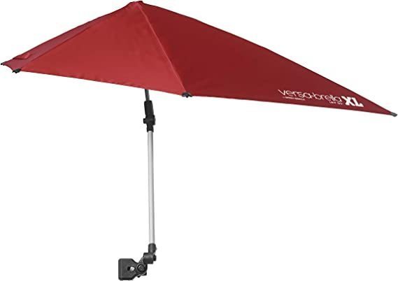 lot 755 image: Versa-Brella XL by Sport-Brella All-Position Umbrella with Universal Clamp - Red